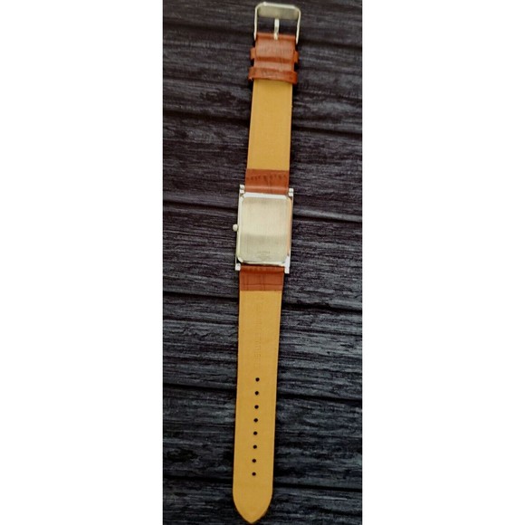 RARE NOS Seiko Men Tank Rectangular Blue Dial Leather band Dress Watch … - Picture 9 of 9